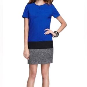 Vince Camuto Blue Color Block Tweed Dress Women’s Size 4 Sheath Career Wear